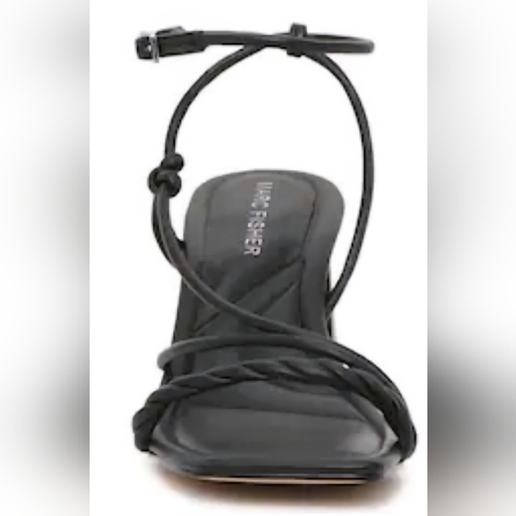 Marc Fisher Black Strappy Wide Heels Ankle Straps Size 8 - Picture 7 of 8